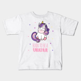 Born To Be A Unicorn Cute Unicorn With Stars Kids T-Shirt